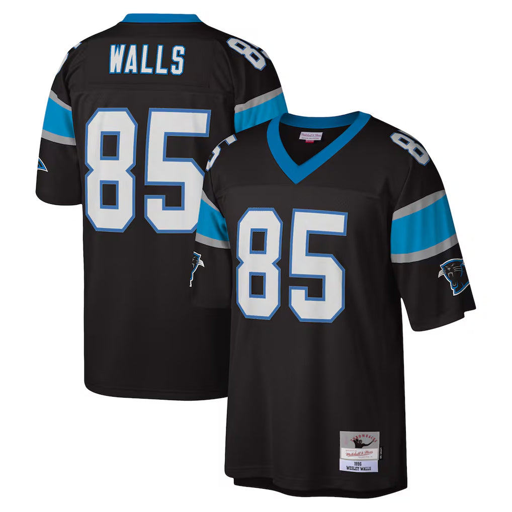 Kooe C.Panthers #85 Wesley Walls Player Black Mitchell & Ness Legacy Replica Stitched Jerseys