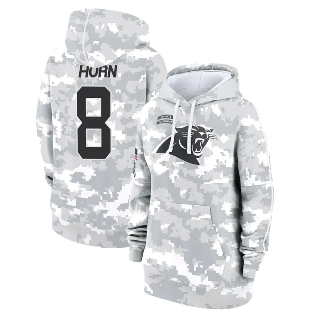 Kooe C.Panthers #8 Jaycee Horn Player Arctic Camo Salute to Service Hoodies Stitched Jerseys