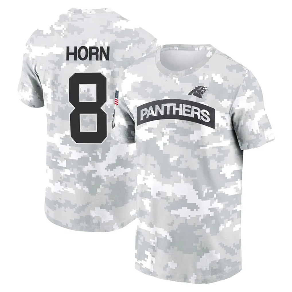 Kooe C.Panthers #8 Jaycee Horn Player Arctic Camo Salute to Service Hoodies & T-Shirts Stitched Jerseys