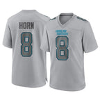 Kooe C.Panthers #8 Jaycee Horn Player Gray Atmosphere Fashion Game Stitched Jerseys