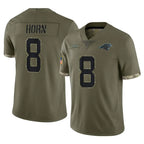 Kooe C.Panthers #8 Jaycee Horn Player Olive Salute to Service Game Stitched Jerseys