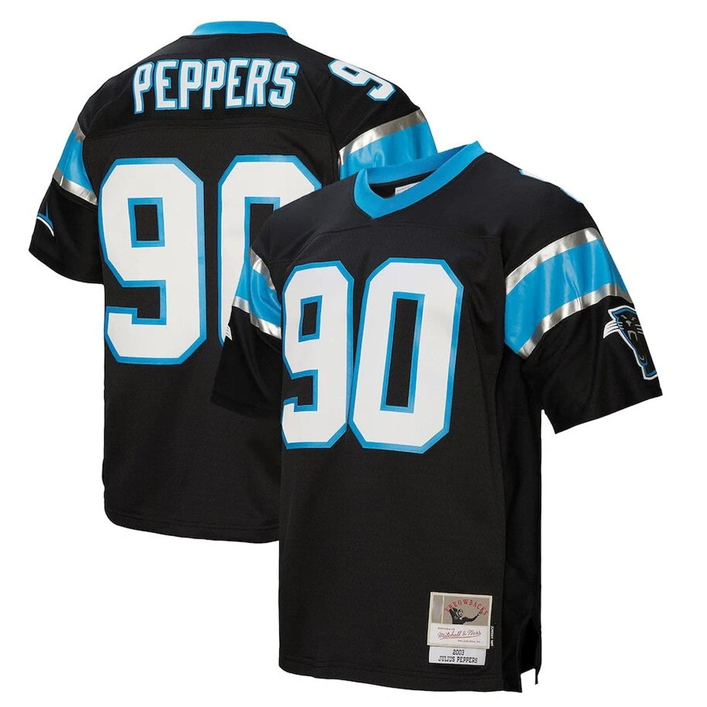 Kooe C.Panthers #90 Julius Peppers Player Black Mitchell & Ness Legacy Replica Stitched Jerseys