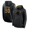 Kooe C.Panthers #90 Julius Peppers Player Black Salute to Service Pullover Hoodies Limited Game Stitched Jerseys