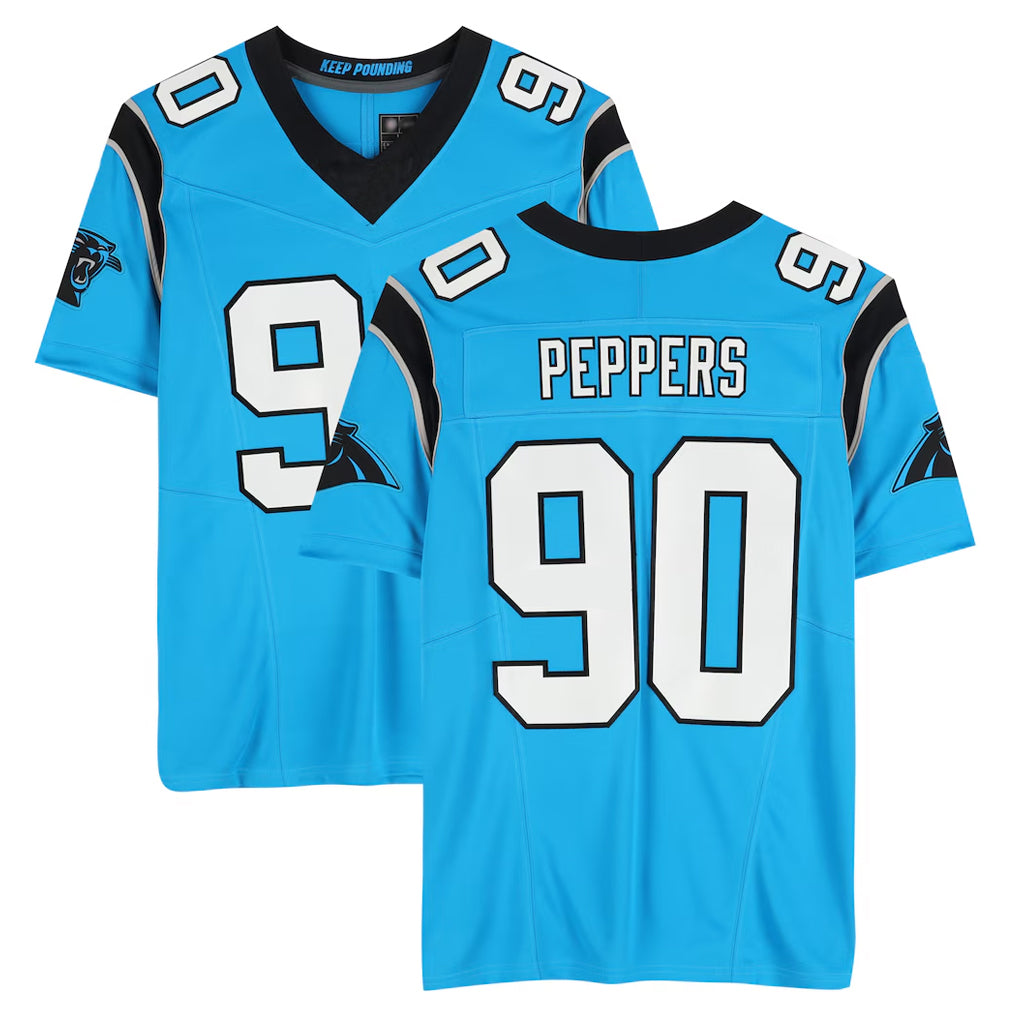 Kooe C.Panthers #90 Julius Peppers Player Blue Mitchell & Ness Legacy Replica Stitched Jerseys