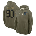 Kooe C.Panthers #90 Julius Peppers Player Olive Salute to Service Hoodies Game Stitched Jerseys