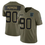 Kooe C.Panthers #90 Julius Peppers Player Olive Salute to Service Limited Home Game Stitched Jerseys