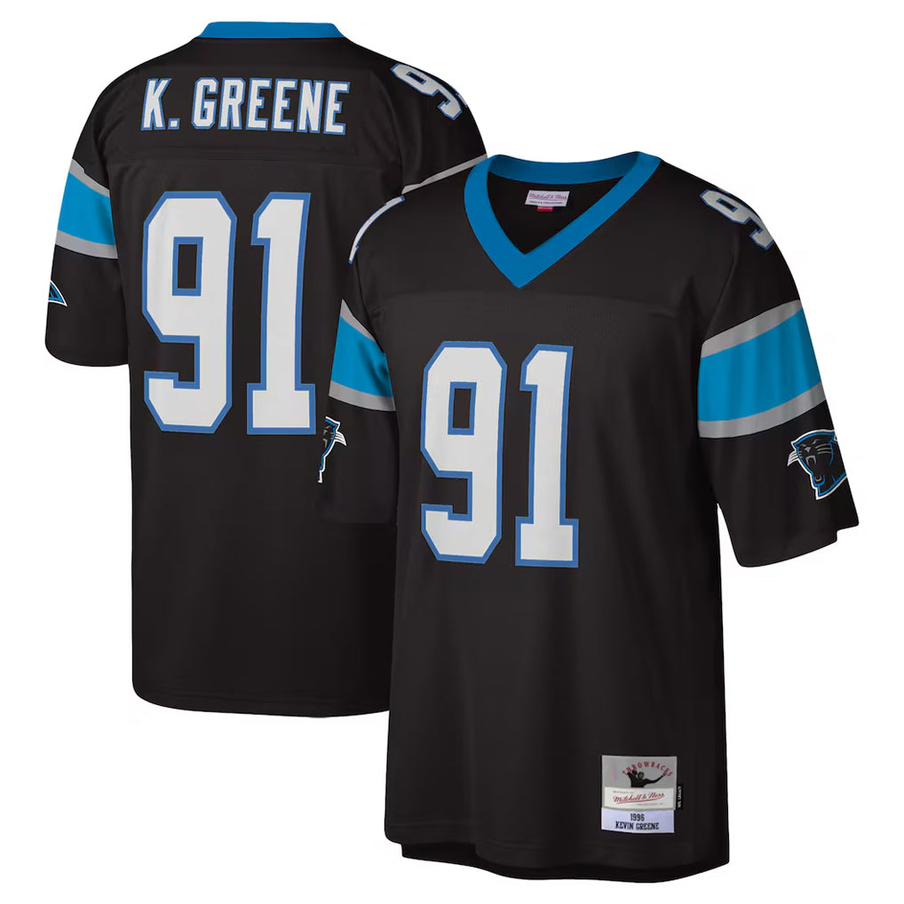 Kooe C.Panthers #91 Kevin Greene Player Black Mitchell & Ness Legacy Replica Stitched Jerseys