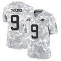 Kooe C.Panthers #9 Bryce Young Player Arctic Camo Salute to Service Limited Stitched Jerseys