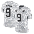 Kooe C.Panthers #9 Bryce Young Player Arctic Camo Salute to Service Limited Stitched Jerseys