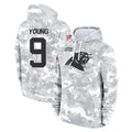 Kooe C.Panthers #9 Bryce Young Player Arctic Camo Salute to Service Pullover Hoodies Limited Game Stitched Jerseys