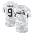 Kooe C.Panthers #9 Bryce Young Player Arctic Camo Salute to Service T-Shirt Hoodies Stitched Jerseys