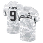 Kooe C.Panthers #9 Bryce Young Player Arctic Camo Salute to Service T-Shirt Hoodies Stitched Jerseys