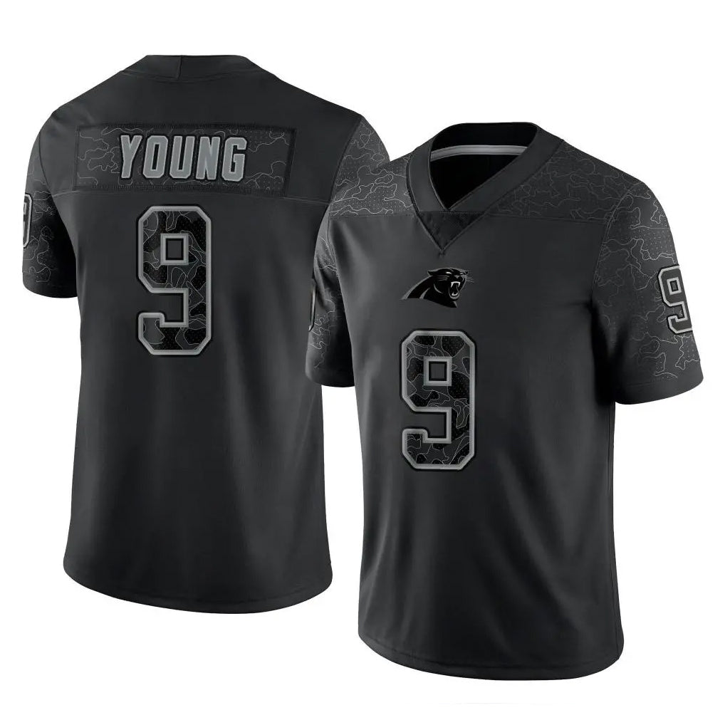 Kooe C.Panthers #9 Bryce Young Player Black Limited Reflective Game Stitched Jerseys