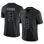 Kooe C.Panthers #9 Bryce Young Player Black REFLECTIVE Limited Game Stitched Jerseys