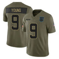 Kooe C.Panthers #9 Bryce Young Player Olive Salute to Service Limited Home Game Stitched Jerseys