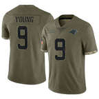 Kooe C.Panthers #9 Bryce Young Player Salute To Service Olive Stitched Jerseys