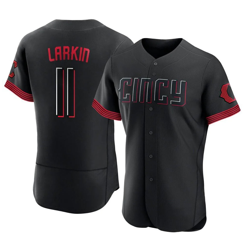 Kooe C.Reds #11 Barry Larkin Player Black City Connect Limited Elite Home Stitched Jerseys