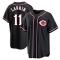 Kooe C.Reds #11 Barry Larkin Player Black Fashion Out Home Game Stitched Jerseys