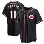 Kooe C.Reds #11 Barry Larkin Player Black Fashion Out Home Game Stitched Jerseys