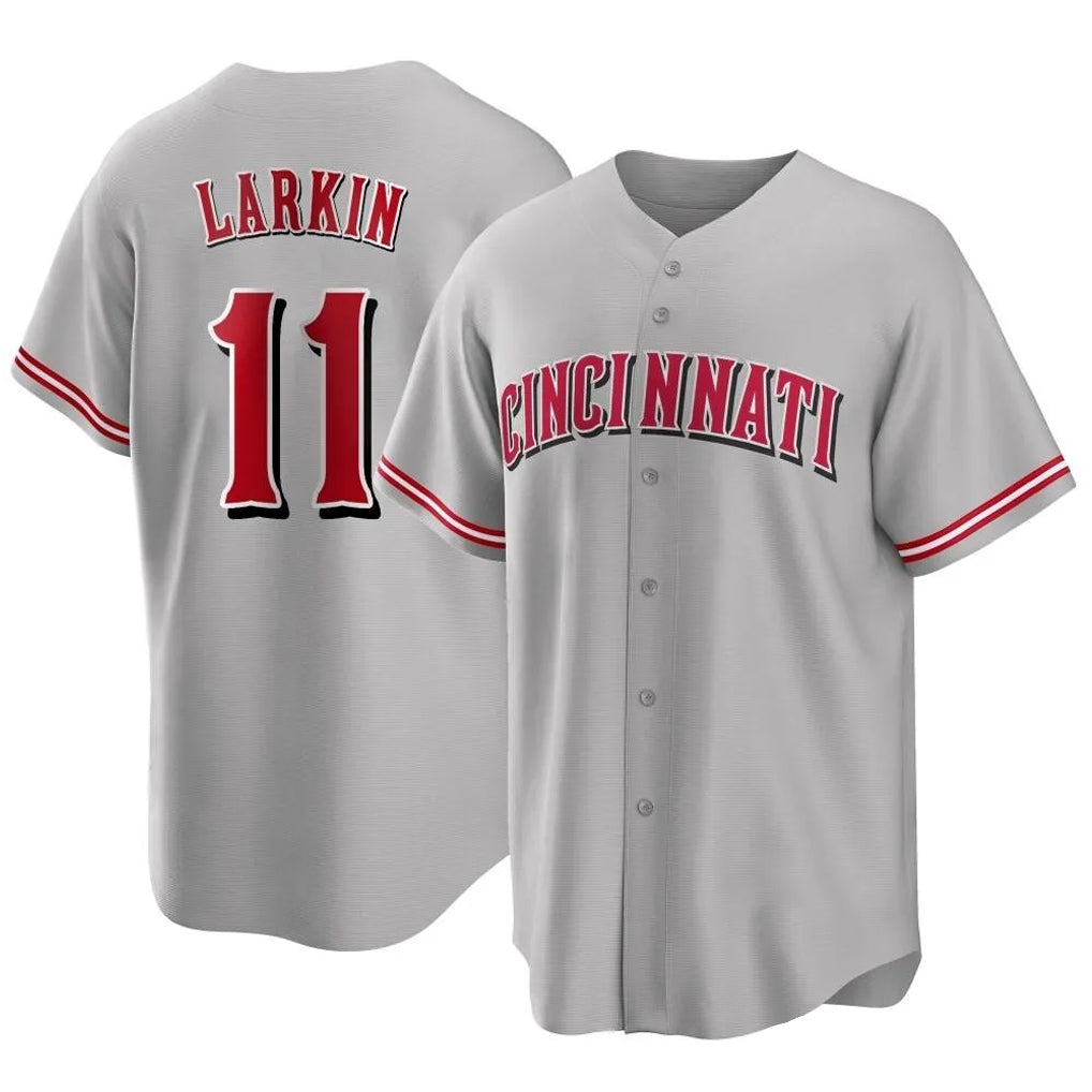 Kooe C.Reds #11 Barry Larkin Player Gray Home Game Stitched Jerseys