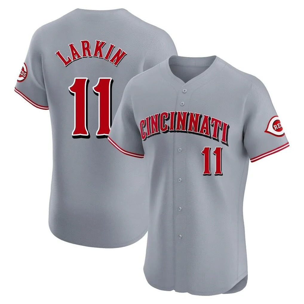 Kooe C.Reds #11 Barry Larkin Player Gray Limited Elite Home Stitched Jerseys