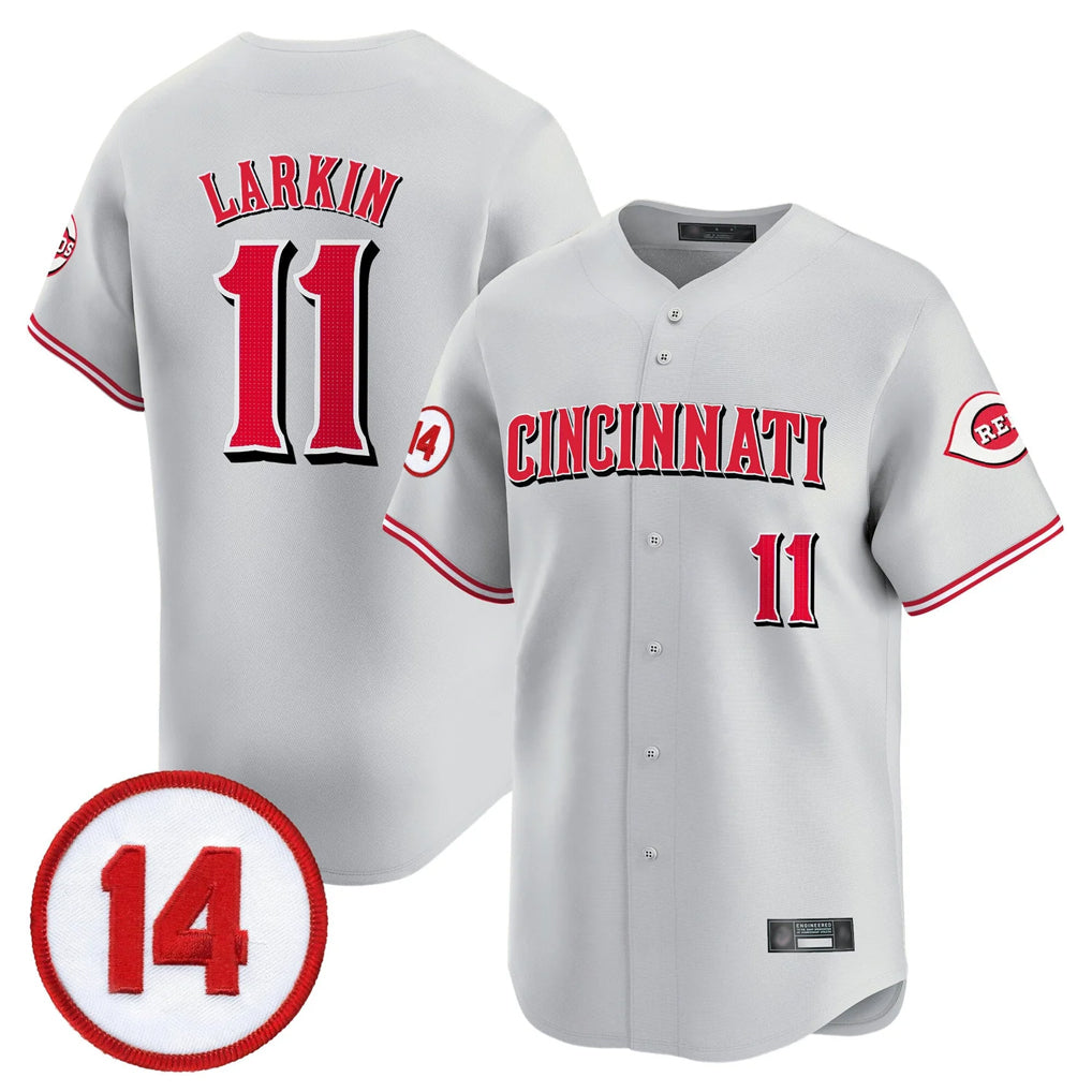 Kooe C.Reds #11 Barry Larkin Player Gray Vapor Premier Limited Home Stitched Jerseys