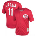 Kooe C.Reds #11 Barry Larkin Player Mitchell & Ness Red Throwback Cooperstown Mesh Game Stitched Jerseys