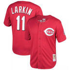 Kooe C.Reds #11 Barry Larkin Player Mitchell & Ness Red Throwback Cooperstown Mesh Game Stitched Jerseys
