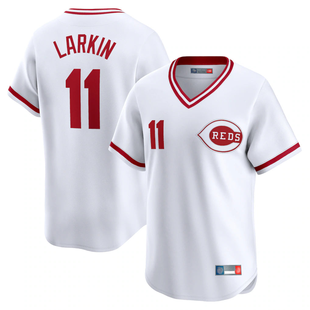 Kooe C.Reds #11 Barry Larkin Player White Cooperstown Collection Limited T-shirt Home Stitched Jerseys