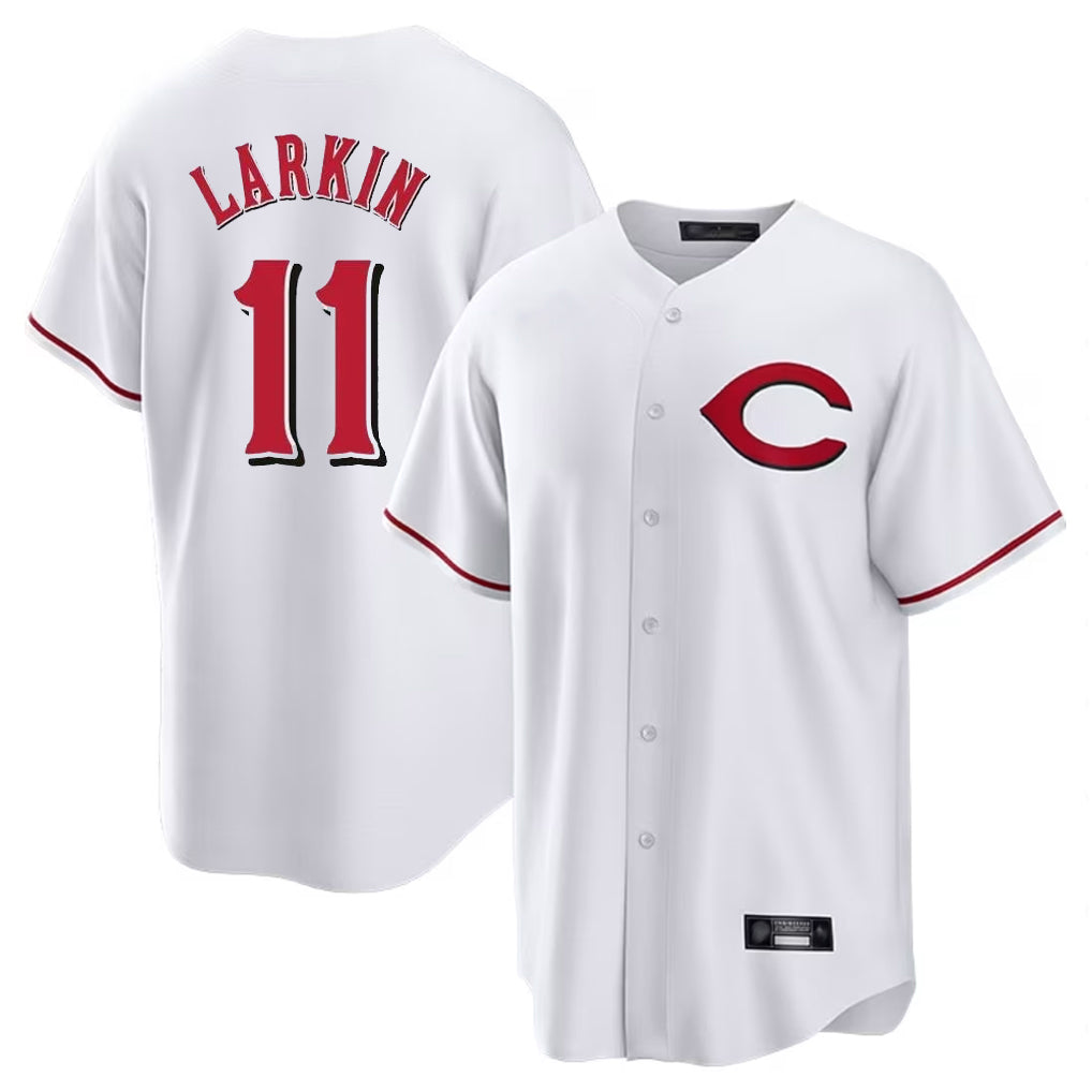 Kooe C.Reds #11 Barry Larkin Player White Home Game Stitched Jerseys