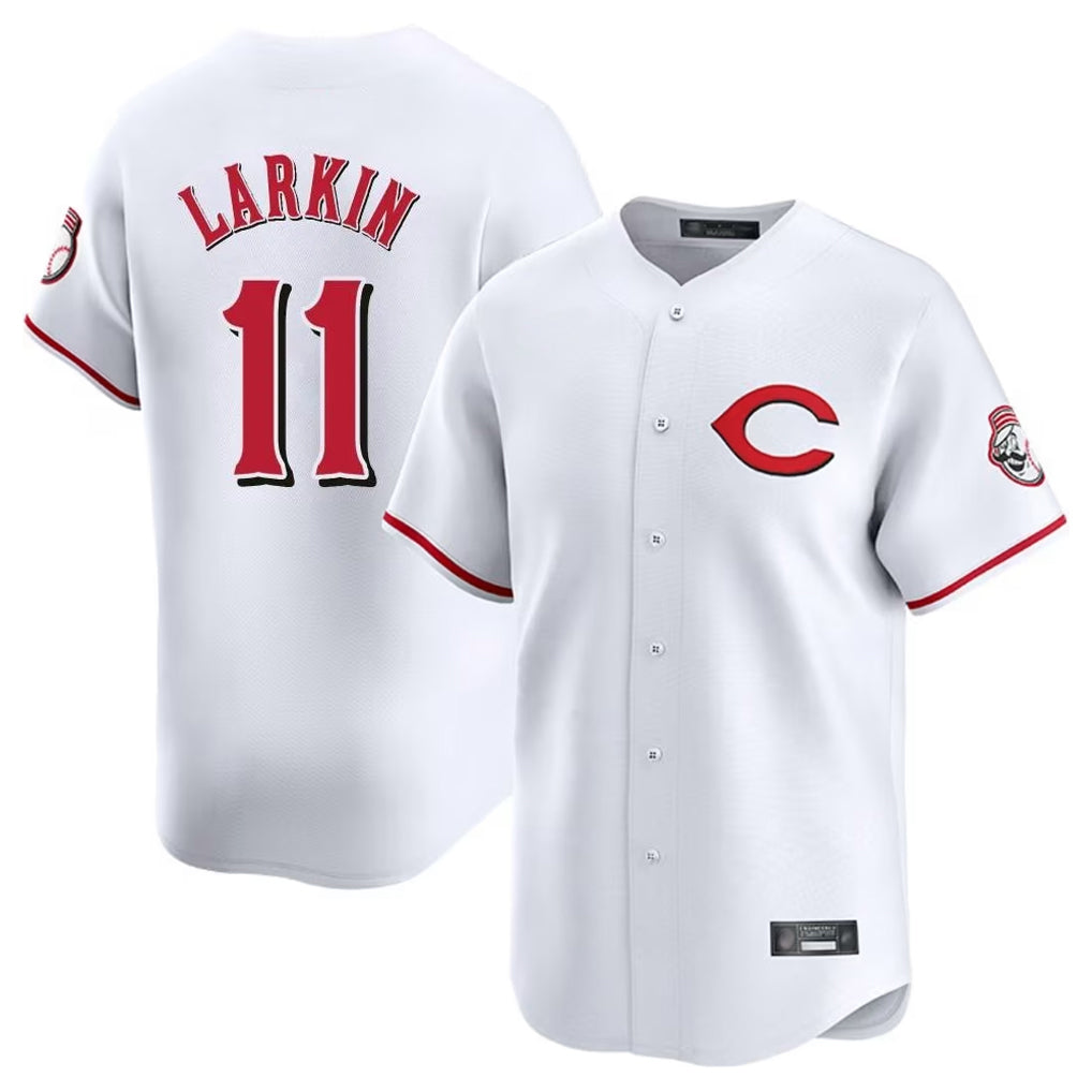 Kooe C.Reds #11 Barry Larkin Player White Limited Home Stitched Jerseys