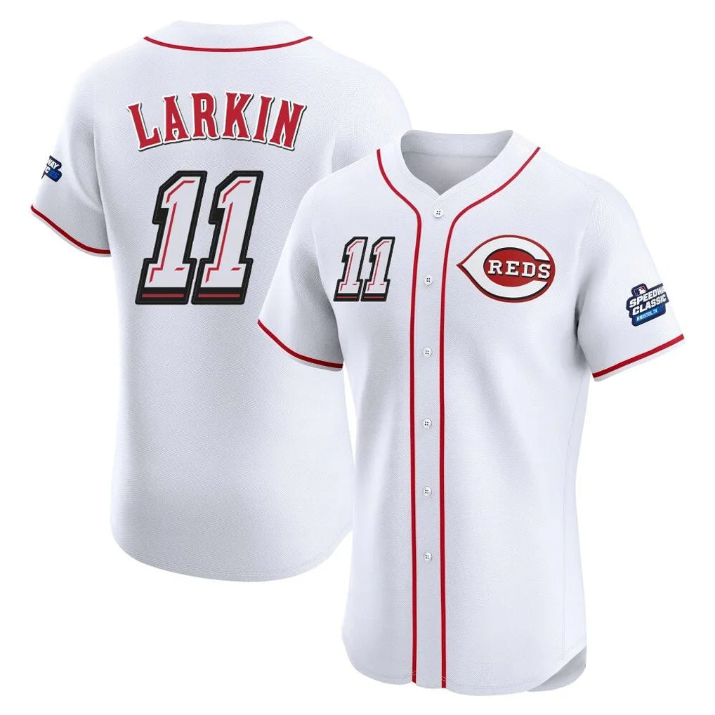 Kooe C.Reds #11 Barry Larkin Player White Speedway Classic Limited Elite Home Stitched Jerseys