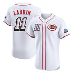 Kooe C.Reds #11 Barry Larkin Player White Speedway Classic Limited Elite Home Stitched Jerseys