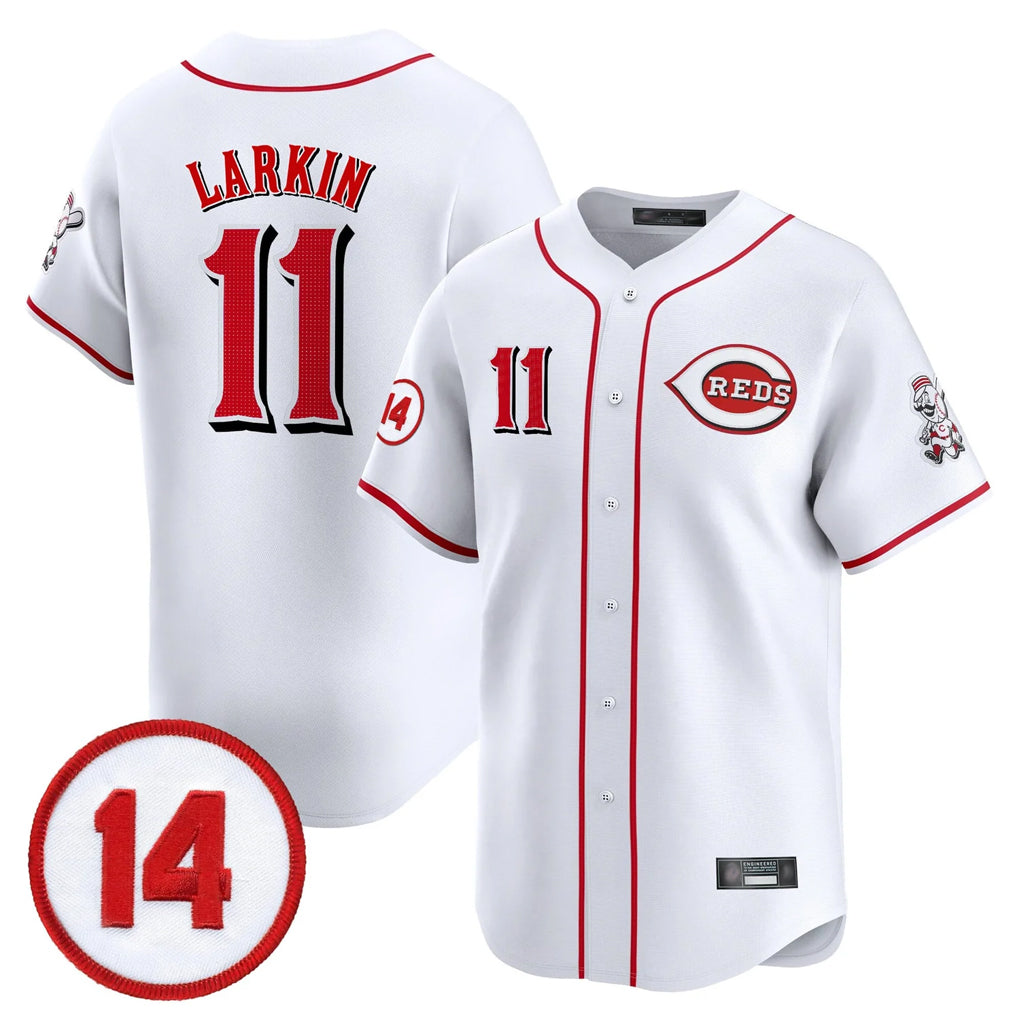 Kooe C.Reds #11 Barry Larkin Player White Vapor Premier Limited Home Stitched Jerseys