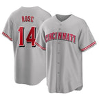 Kooe C.Reds #14 Pete Rose Player Gray Home Game Stitched Jerseys