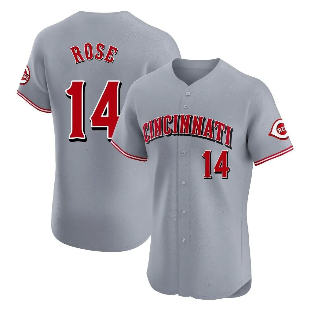 Kooe C.Reds #14 Pete Rose Player Gray Limited Elite Home Stitched Jerseys