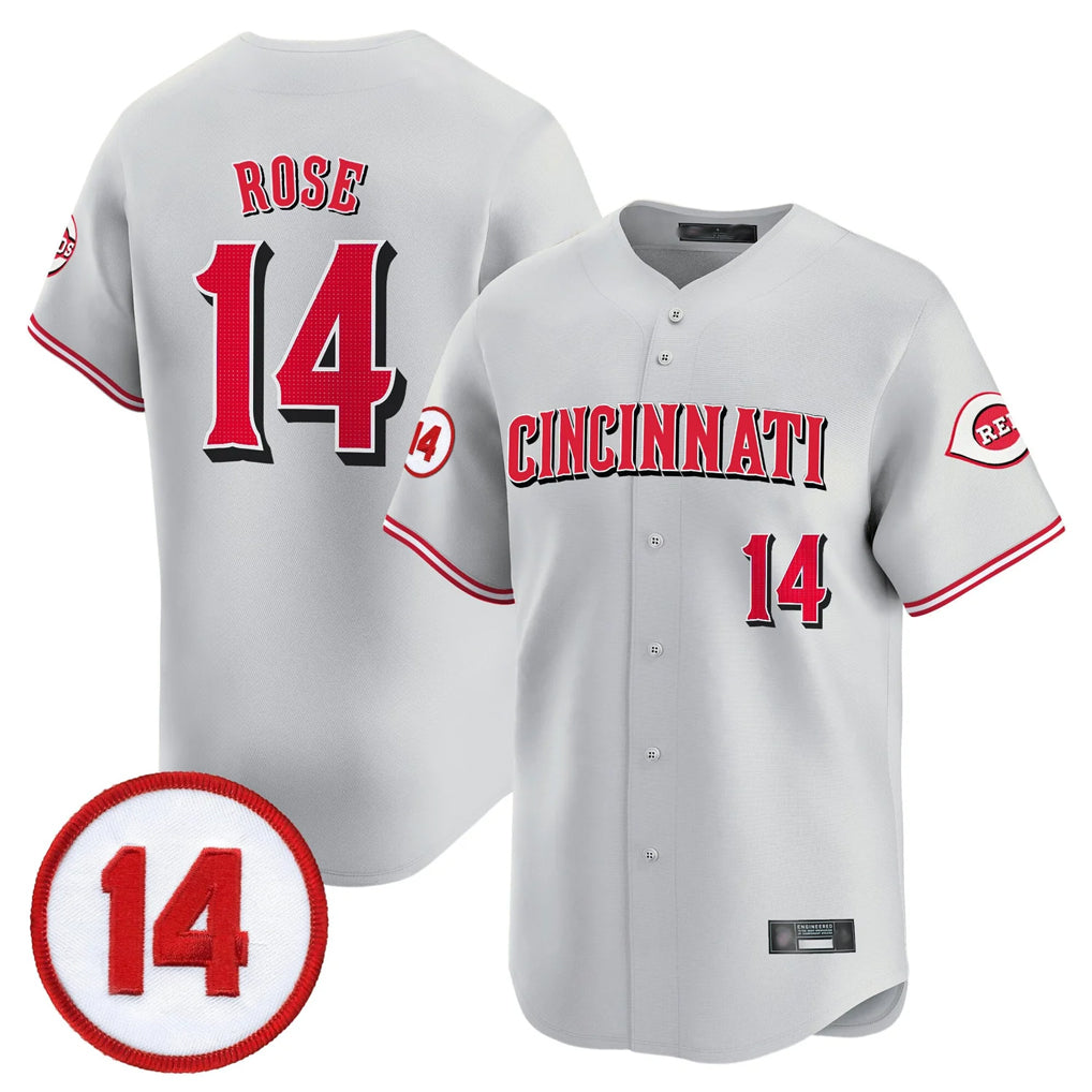 Kooe C.Reds #14 Pete Rose Player Gray Vapor Premier Limited Home Stitched Jerseys