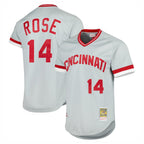 Kooe C.Reds #14 Pete Rose Player Mitchell & Ness Gray Throwback Cooperstown Mesh T-shirt Game Stitched Jerseys