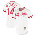 Kooe C.Reds #14 Pete Rose Player Mitchell & Ness White Throwback Cooperstown Mesh T-shirt Game Stitched Jerseys