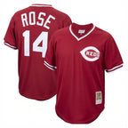 Kooe C.Reds #14 Pete Rose Player Red Throwback Cooperstown Collection Limited T-shirt Stitched Jerseys