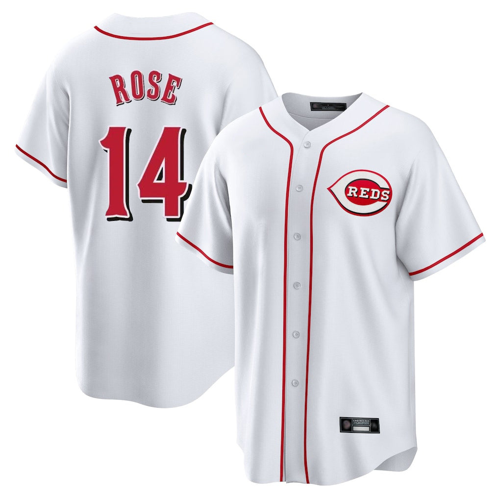 Kooe C.Reds #14 Pete Rose Player White Game Home Stitched Jerseys
