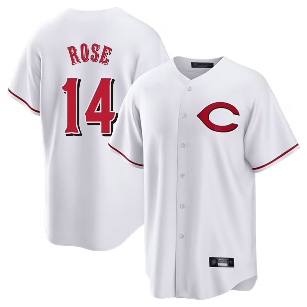 Kooe C.Reds #14 Pete Rose Player White Home Game Stitched Jerseys