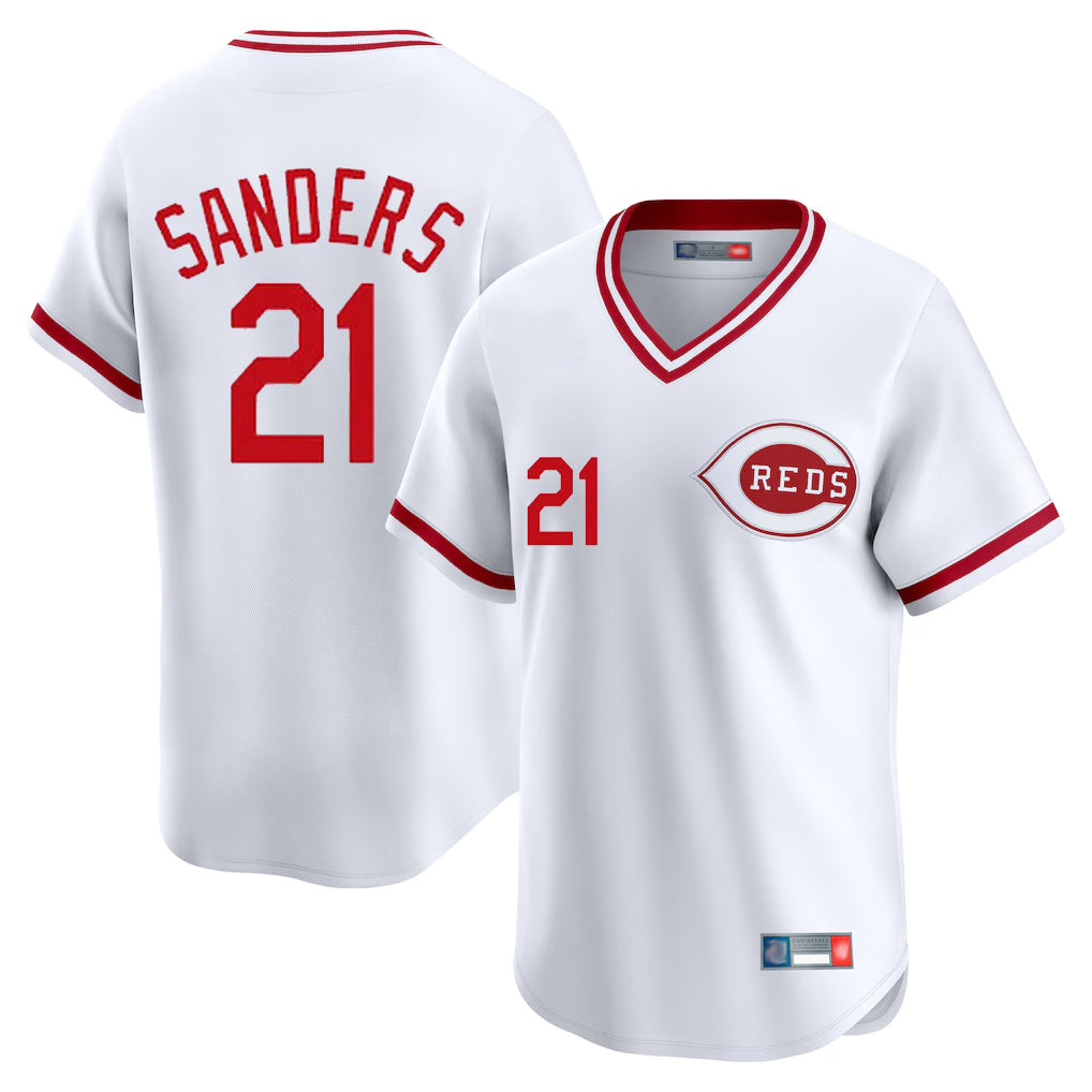 Kooe C.Reds #21 Hunter Greene Player White Cooperstown Collection Limited T-shirt Home Stitched Jerseys