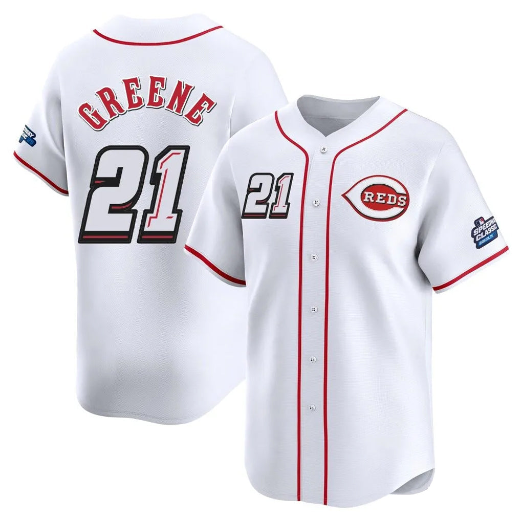 Kooe C.Reds #21 Hunter Greene Player White Speedway Classic Home Limited Stitched Jerseys