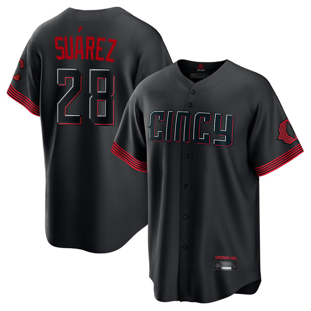 Kooe C.Reds #28 Eugenio Su¨¢rez Player Black City Connect Home Game Stitched Jerseys