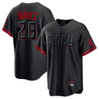 Kooe C.Reds #28 Eugenio Su¨¢rez Player Black City Connect Home Game Stitched Jerseys