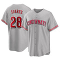 Kooe C.Reds #28 Eugenio Su¨¢rez Player Gray Home Game Stitched Jerseys