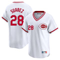 Kooe C.Reds #28 Eugenio Su¨¢rez Player White Cooperstown Collection Limited T-shirt Home Stitched Jerseys