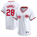 Kooe C.Reds #28 Eugenio Su¨¢rez Player White Cooperstown Collection Limited T-shirt Home Stitched Jerseys