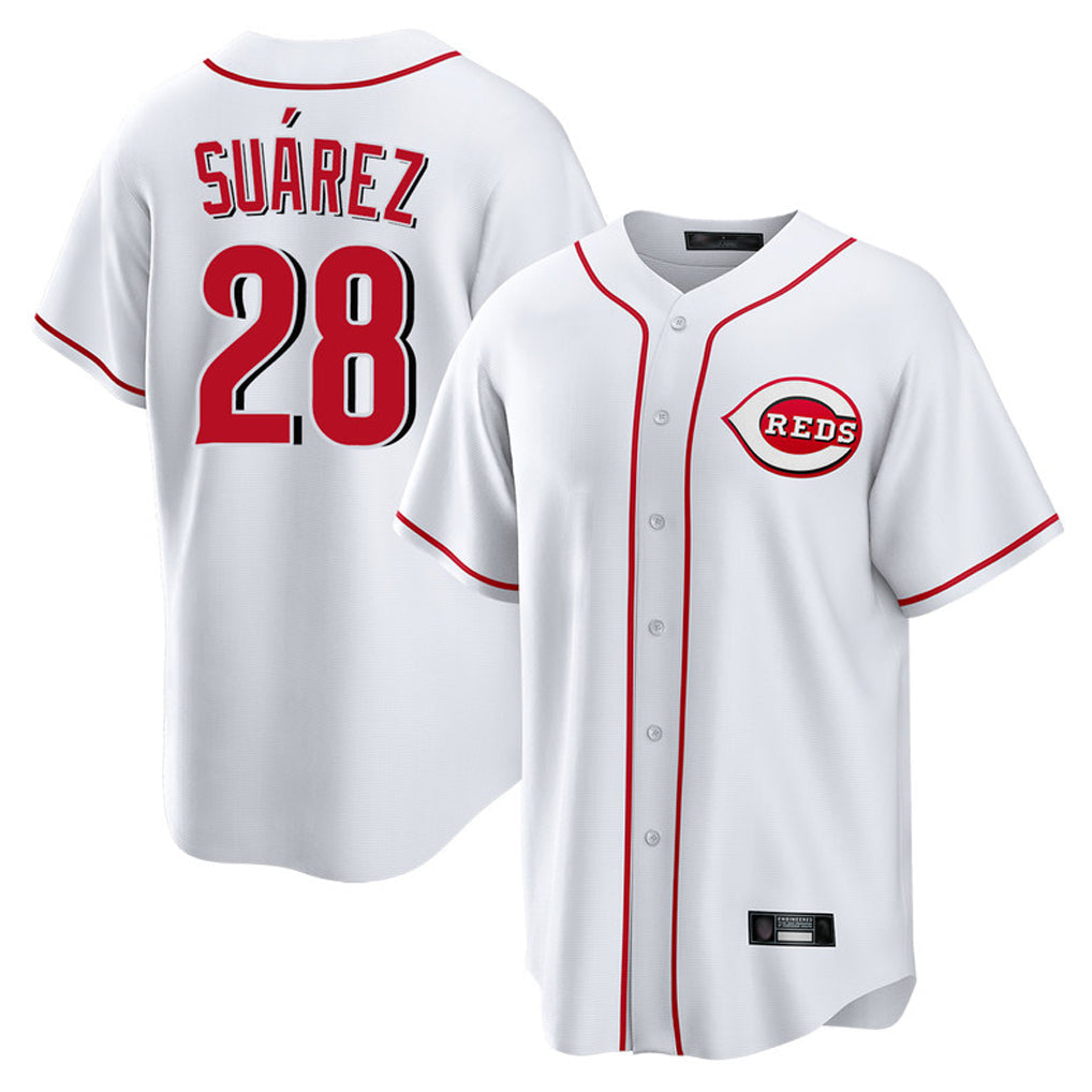 Kooe C.Reds #28 Eugenio Su¨¢rez Player White Game Home Stitched Jerseys